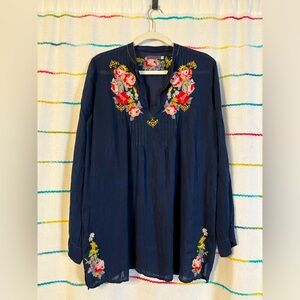 (Fits like sz M) Johnny Was Embroidered Floral Tunic Top Dress